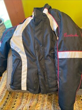 Cortech Kids Black & White Puffer Jacket with red trim